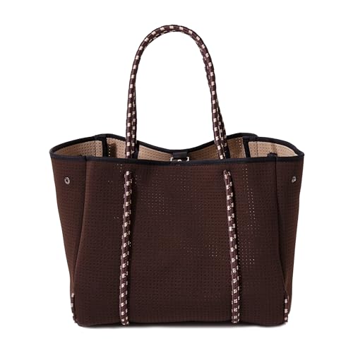 POPUPS Large Neoprene Tote Bag, Espresso - Lightweight and Water-Resistant Neoprene Bag