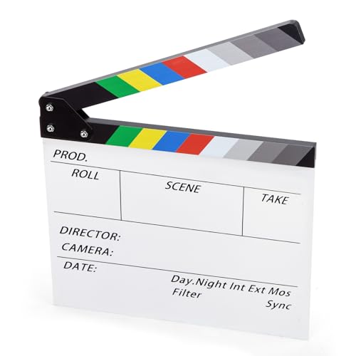 BigOtters White Movie Clapboard, Clapper Board Wooden Film Clap Board Professional Film Slate for Movie Film Developing Kits