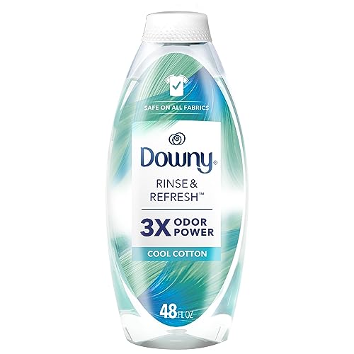 Downy Rinse & Refresh Laundry Odor Remover And Fabric Softener, Cool Cotton, 48 Fl Oz, HE Compatible Laundry Sanitizer, Safe On All Fabrics
