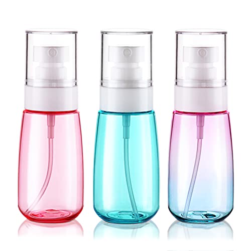 Cosywell Travel Spray Bottle TSA Approved 2oz 60ml 3 Pack Leak Proof Fine Mist Empty Plastic Refillable Spray Bottle for Perfume Essential Oils Toners Rose Water Cosmetics (3color)