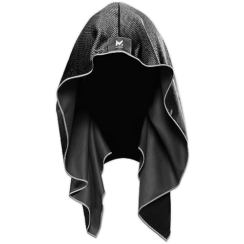 MISSION Cooling Hoodie Towel, Black - Soft, Durable Microfiber - Cools Up to 2 Hours - UPF 50 Sun Protection - Machine Washable