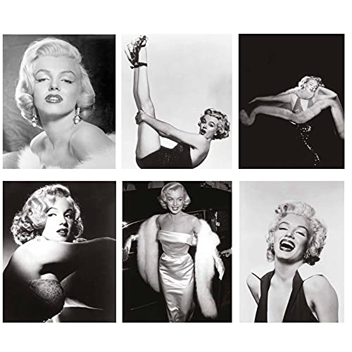 The Gifted Stationery 6 Pack Marilyn Monroe Poster Set, 11x17 Inch Black and White Pictures for Wall Art and Decor