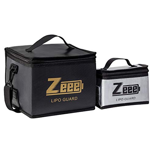 Zeee Lipo Bag Fireproof Battery Safe Bag Explosionproof Bag Lipo Battery Storage Guard Safe Pouch for Charge and Storage (2 Pack)