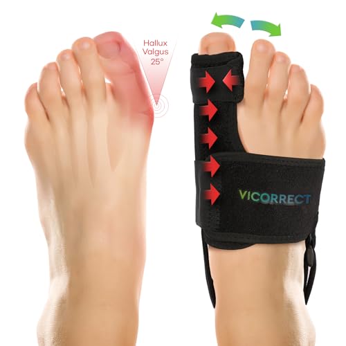 Vicorrect Bunion Corrector for Women and Men: Orthopedic Bunion Splint - Big Toe Straightener - Non-Surgical Hallux Valgus Correction for Day/Night Support (2PC)