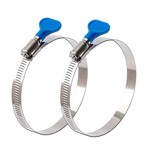 ISPINNER 2pcs 4 Inch Key-Type 304 Stainless Steel Worm Gear Hose Clamps, Adjustable Size Range 91-114mm Clamps for Dryer Vent, Dust Collector and Automotive