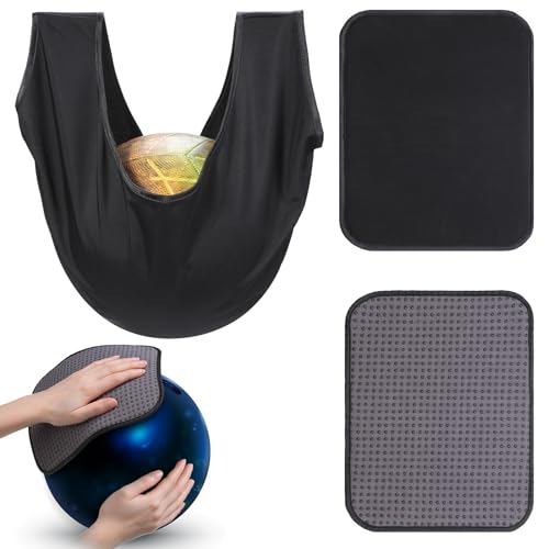 Zhanmai Bowling Ball Polisher and 2 Pieces Shammy Bowling Towel 10 x 8 Inches, Bowling Ball Cleaner See Saw Bowling Towel Black Microfiber Bowling Polisher Easy Grip Bowling Rag Bowling Accessories