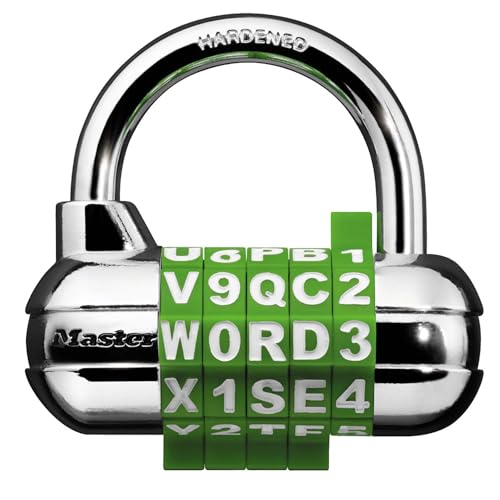 Master Lock Word Combination Lock, Set Your Own Word Combination Lock for Gym and School Lockers, Colors May Vary, 1534D