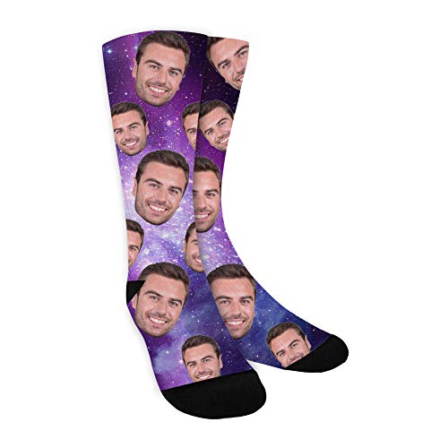 ShineSand Custom Face Socks with Picture, Personalized Socks with Photo Customized Unisex Funny Crew Sock Gifts for Men Women