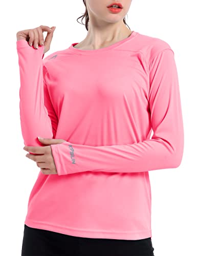 Women's UPF 50+ UV Sun Protection Shirt Outdoor Performance Long Sleeve Rash Guard Shirts for Hiking,Swim,Fishing (Red,S)
