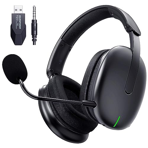 WolfLawS TA82 Wireless Gaming Headset with Detachable Noise Canceling Microphone for PS5 PS4 PC, 2.4GHz USB Gamer Headphones with 7.1 Surround Sound, Memory Foam Ear Pads