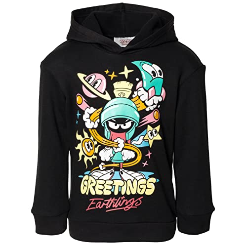 Looney Tunes Marvin the Martian Big Boys Fleece Pullover Hoodie Black 10-12