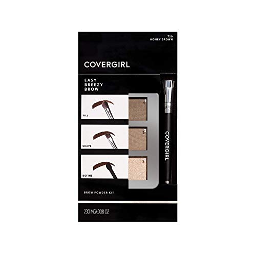 COVERGIRL - Easy Breezy Brow Powder Kit, three shades brow definer, professional double-ended angled brush, effortless, 100% Cruelty-Free