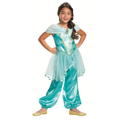 Disguise Disney Princess Jasmine Classic Girls' Costume, Teal ,M (7-8)