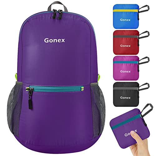 Gonex Ultra Lightweight Packable Backpack Daypack Handy Foldable Camping Outdoor Travel Cycling Backpacking(Purple)