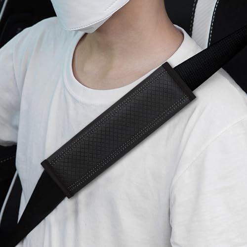 Car Seat Belt Cover Shoulder Pad, Fiber Leather Seatbelt Covers, Waterproof Seat Belt Shoulder Pad Helps Protect Your Neck and Shoulders, Compatible with All Cars (Black)