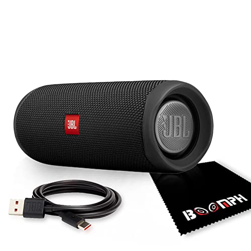 JBL Flip 5: Portable Wireless Bluetooth Speaker, IPX7 Waterproof - Black - Boomph's Comprehensive Ultimate Performance Cloth Solution for Your On-The-Go Sound Experience