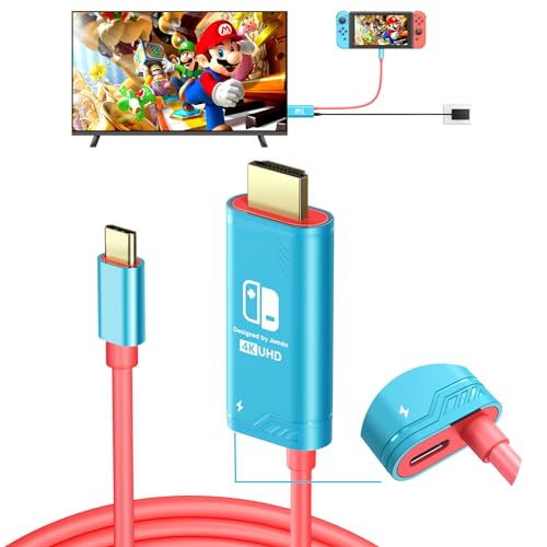 JINGDU USB C to HDMI Cable Compatible with Nintendo Switch NS/OLED, Portable TV Adapter Connector Replaces The Original Switch Dock for TV Screen Mirroring, Convenient for Travel, 4K HD, 2m, Blue