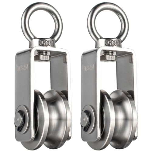 SHINICO Cable Pulley Wheel Stainless Steel, Bearing Inside, Rope Pulley for Pulley System, Gym Equipment, Clothesline, 2 Pack