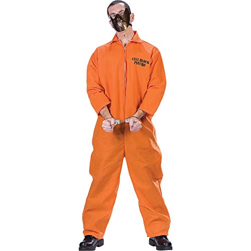 Fun World Men's Cell Block Psycho Adult Costume, Orange, STD. Up to 6' / 200 lbs.