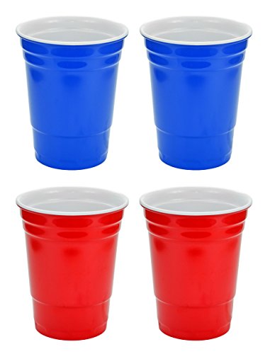 Fairly Odd Novelties 16oz Red and Blue Cup Made Out Of Melamine 4 Pack Living It Large Drink Solo or With A