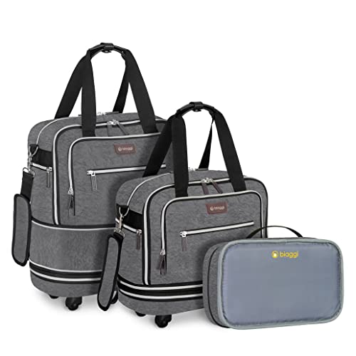 Biaggi Zipsak Boost! Foldable Underseat Carry-On Expands to Full Size Carry-On - Custom Sized Packing Cube Included (Grey)