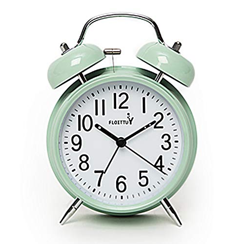 FLOITTUY {Loud Alarm for Deep Sleepers) 4'' Twin Bell Alarm Clock with Backlight for Bedroom and Home Decoration(Green)
