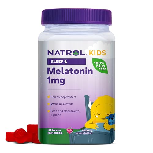 Natrol Kids Melatonin Sleep Aid Gummy, 1mg, Supplement for Children, Ages 4 and up, 140 Berry Flavored Gummies