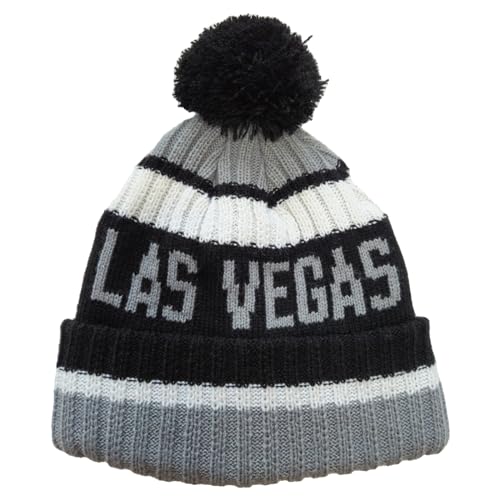 aoenbork Lasvegas Beanie Knit Hat with Pom Winter Cuffed Cap Sport Fans Gift
