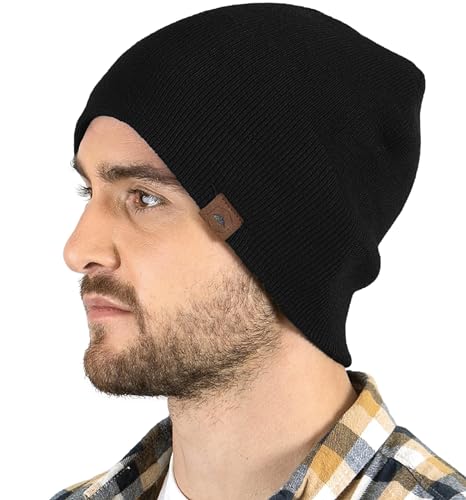 Daily Knit Beanie by Tough Headwear - Warm, Stretchy & Soft Beanie Hats for Men & Women - Year Round Comfort - Serious Beanies for Serious Style Black OSFA