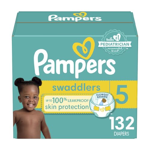 Pampers Swaddlers Diapers - Size 5, One Month Supply (132 Count), Ultra Soft Disposable Baby Diapers