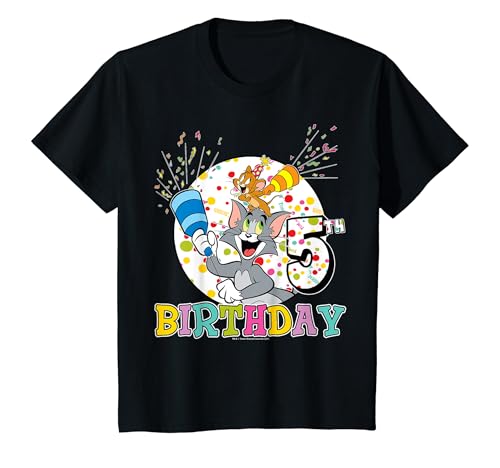 Kids Tom And Jerry 5th Birthday Portrait T-Shirt