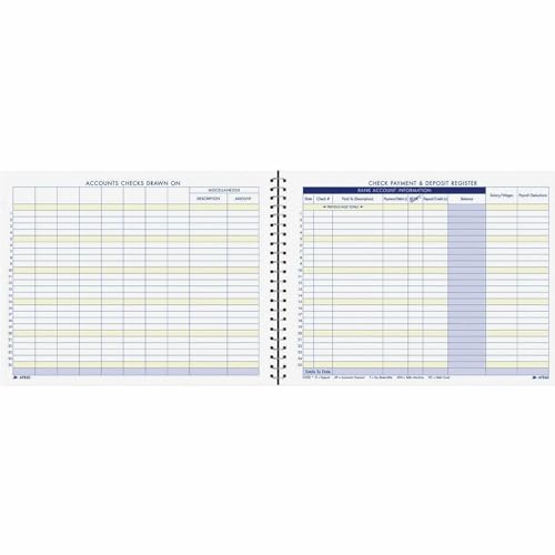 Adams Check Payment and Deposit Register, 8-1/2' x 11', 44 Pages (AFR60), White