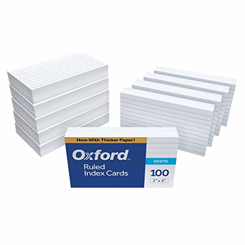 Oxford 31EE Ruled Index Cards, 3' x 5', White, 1,000 Cards (10 Packs of 100) (31)