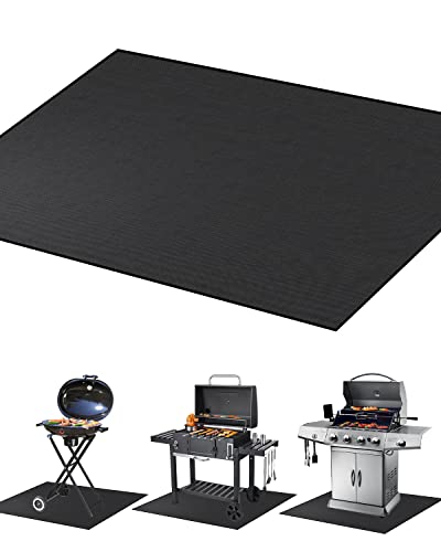 Under Grill Mat, 60×42 inch BBQ Floor mats, Deck Patio Protector Mat, Indoor Fireplace Mats Fire Pit Mats, Fire Resistant, Water Resistant, Oil Proof, Easy to Clean Reusable Outdoor Grill Mat