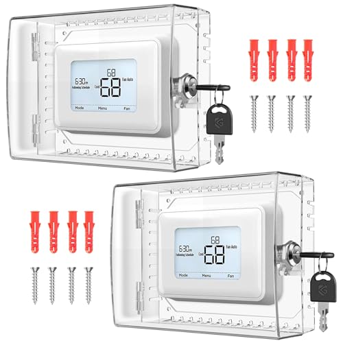 Gedreew 2 PCS Large Thermostat Lock Box Cover with Key, Clear Thermostat Cover with Lock Compatible With Home Thermostat On Wall, AC Lock Box Cover with Key Fits Thermostats 5'H x 6' W or Smaller