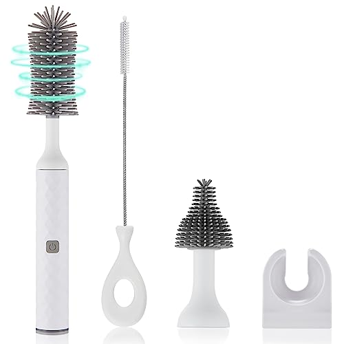 biqin Electric Baby Bottle Brush Set, Multi-Purpose Cleaner Brushes,360°high-Speed Rotation Cleaning,1500mAh,Waterproof IPX65,Perfect Baby Bottle Brushes,White