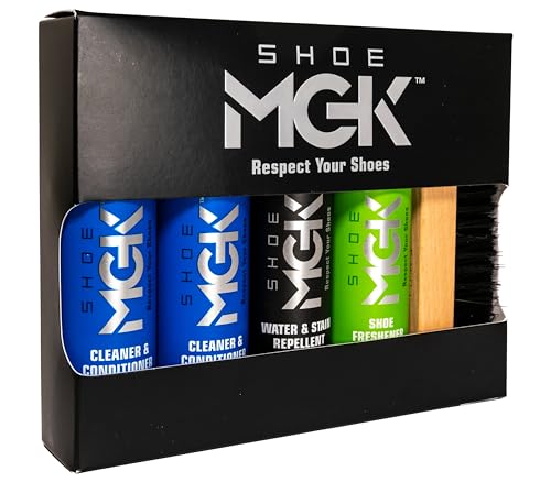 Shoe MGK Complete Kit: Shoe Cleaner, Shoe Care, Water & Stain Protection - Revitalize, Shield, and Freshen Sneakers, Leather, and Dress Shoes with Deodorizer