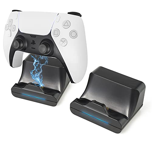REEYEAR 2 Pack PS5 Controller Wall Mount Charger Dock,Charging Station Holder fits for Midnight Black PS5 Wireless Controller with LED Indicators Fast Charging Speed Cable,Space Saving