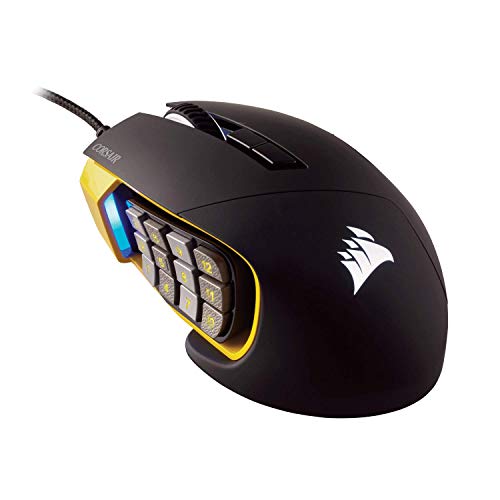 Corsair Scimitar Pro RGB - MMO Gaming Mouse - 16,000 DPI Optical Sensor - 12 Programmable Side Buttons - Yellow, Model Number: CH-9304011-NA