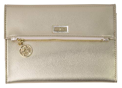 Lilly Pulitzer Women's Vegan Leather Gold Clutch Purse, Travel Wallet with Pocket Notepad, Metallic Gold