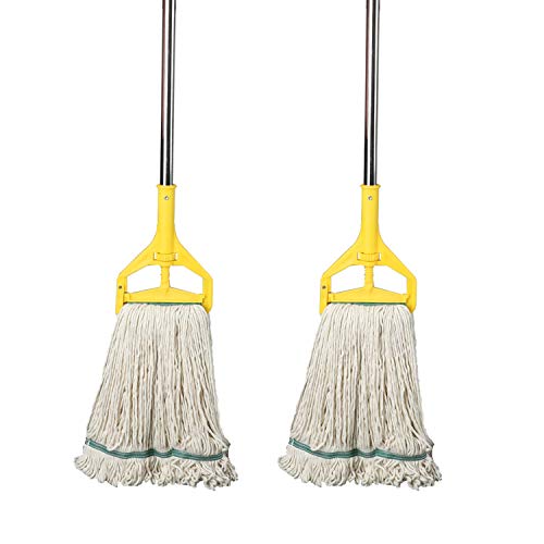 OFO Loop-End String Wet Mop, Heavy Duty Commercial Industrial Dust Mop , 67inch Stainless Steel Pole ,2- Pack