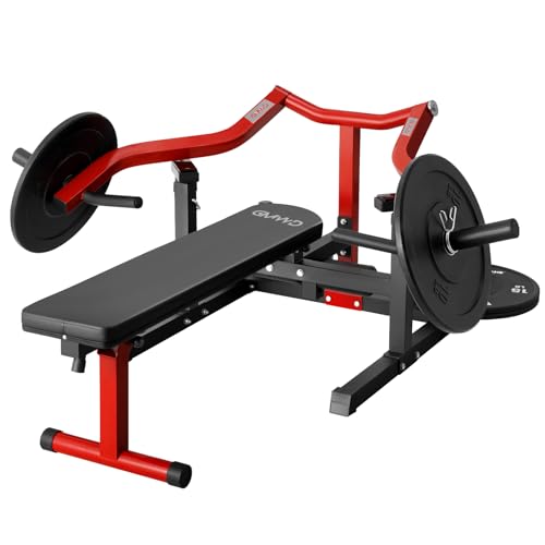 GMWD Chest Press Machine, 1250LBS Bench Press Machine with Independent Converging Arms, Adjustable Flat Incline Bench for Chest, AB Workouts, Shoulder Home Gym Equipment, Red