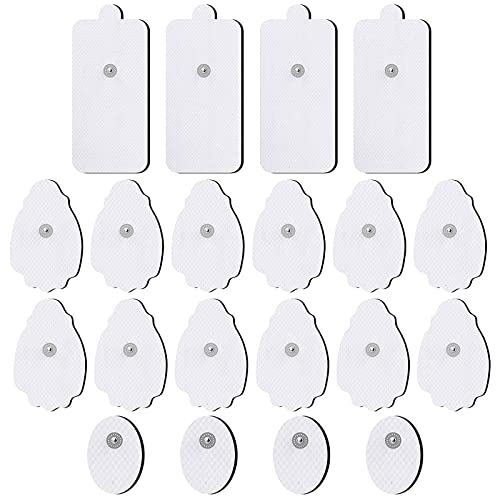 TENS/EMS Unit Replacement Pads NURSAL 20 Pack 3.5mm Snap Electrode Pads for Electrotherapy (Not Fit NURSAL Blue Tens) Reuse More Than 30 Times, Compatible with Belifu, AVCOO, MEDVICE TENS Machine