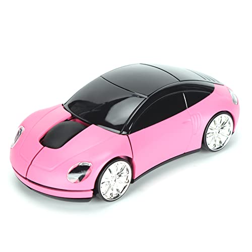 ASHATA Wireless Mouse, 2.4GHz Cool 3D Sport Car Shape Wireless Gaming Mice with USB Receiver, Wireless Car Mouse for PC/Computer/Laptop(Pink)