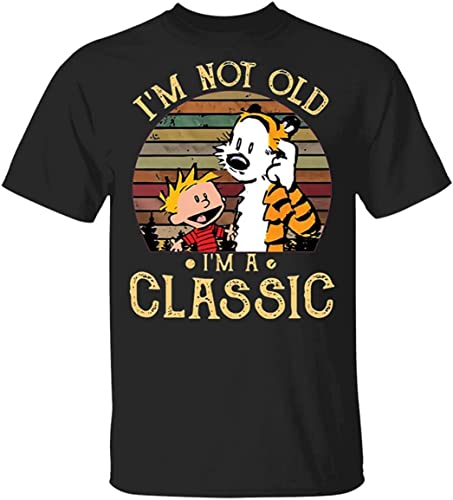 Calvin_and_Hobbes I'm Not Old I'm A Slogan Classic Retro Adult Fashion T-Shirt Black