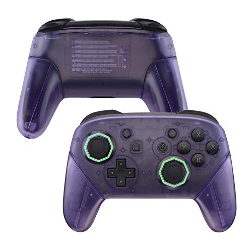 eXtremeRate Clear Atomic Purple Octagonal Gated Sticks Faceplate Backplate Handles, DIY Replacement Grip Housing Shell Cover for Nintendo Switch Pro Controller- Controller NOT Included