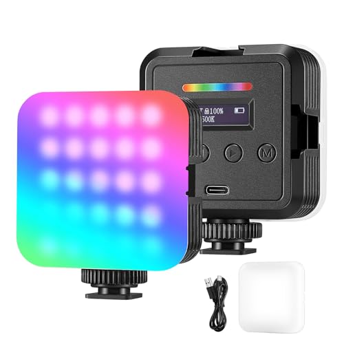 NEEWER Magnetic RGB Video Light, 360° Full Color RGB61 LED Camera Light with 3 Cold Shoe Mounts/CRI 97+/20 Scene Modes/2500K-8500K/2000mAh Rechargeable Portable Photography Selfie Lighting
