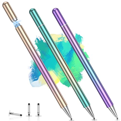 Stylus Pens for Touch Screens, High Precision Disc & Fiber Tip Universal Stylus, Compatible with iPhone/iPad/Android/Tablets and All Capacitive Touch Screens(Gradient Multi-Color)