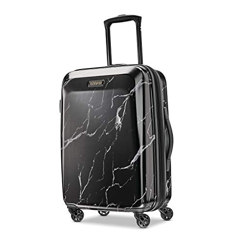 American Tourister Moonlight Hardside Expandable Luggage with Spinner Wheels, Black Marble, Carry-On 21-Inch