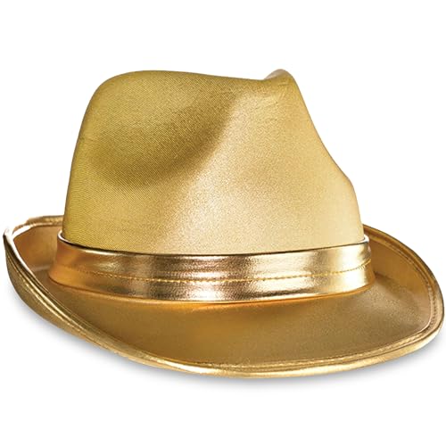 Stunning Gold Velour Fedora Hat - 5' x 12' - Stand Out in the Crowd - Perfect Accessory for All Occasions, 1 Pc